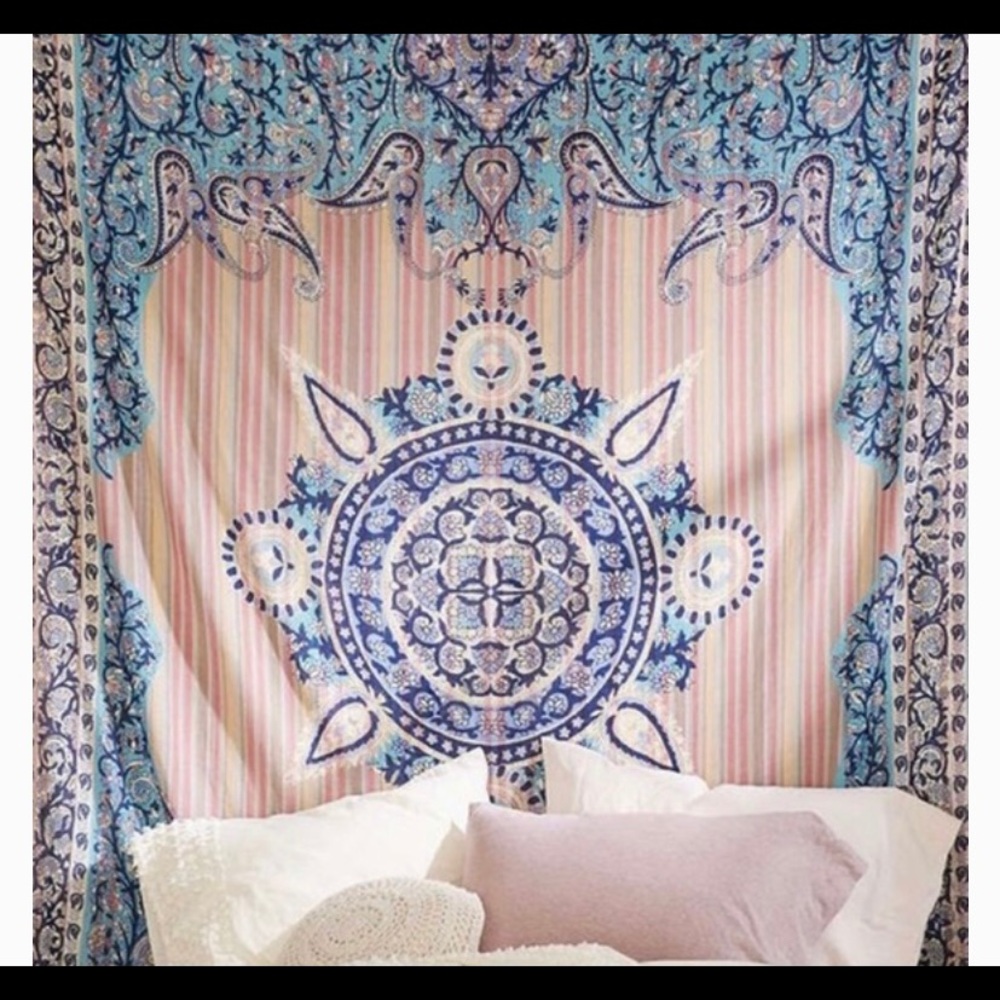 Bohemian Urban Outfitters Pink and Blue Tapestry